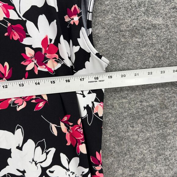 Liz Claiborne Blouse Women L Large Black Floral Sleeveless Wide Strap Casual - Picture 5 of 7